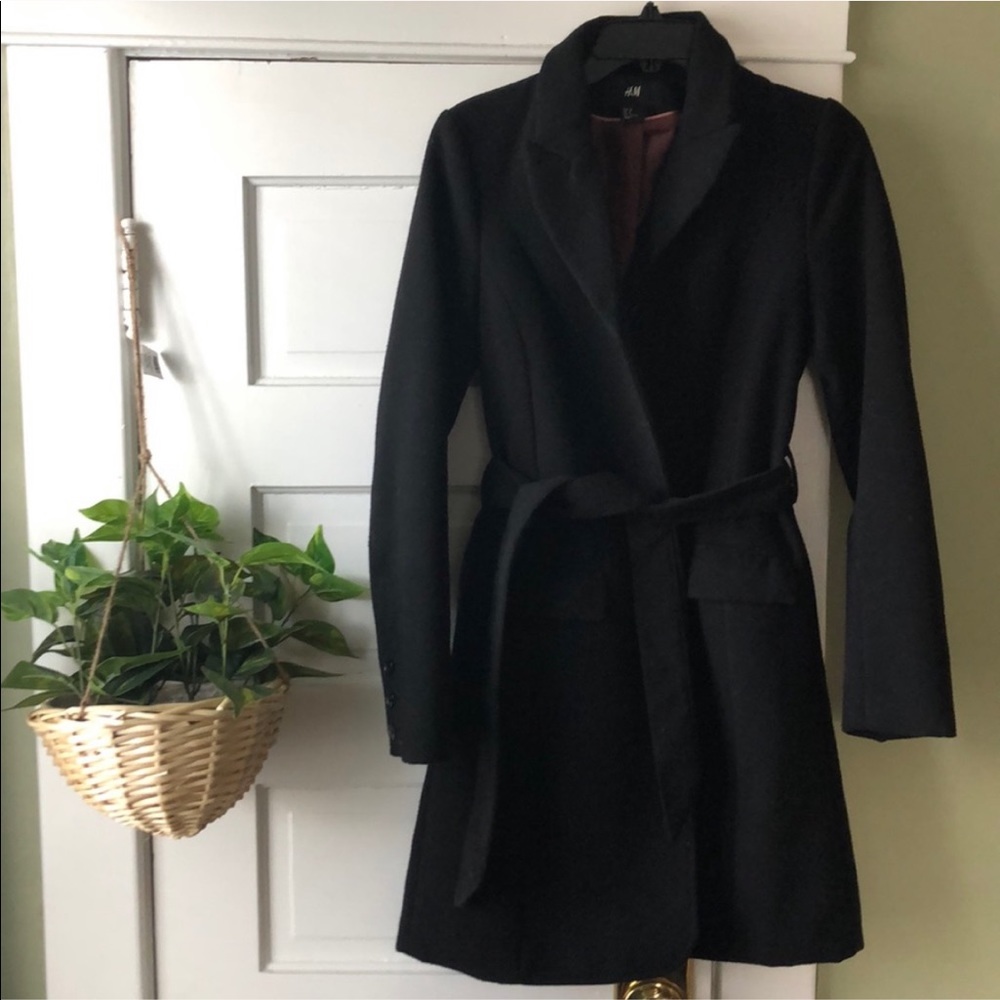H&M Black Dress Coat Size 8